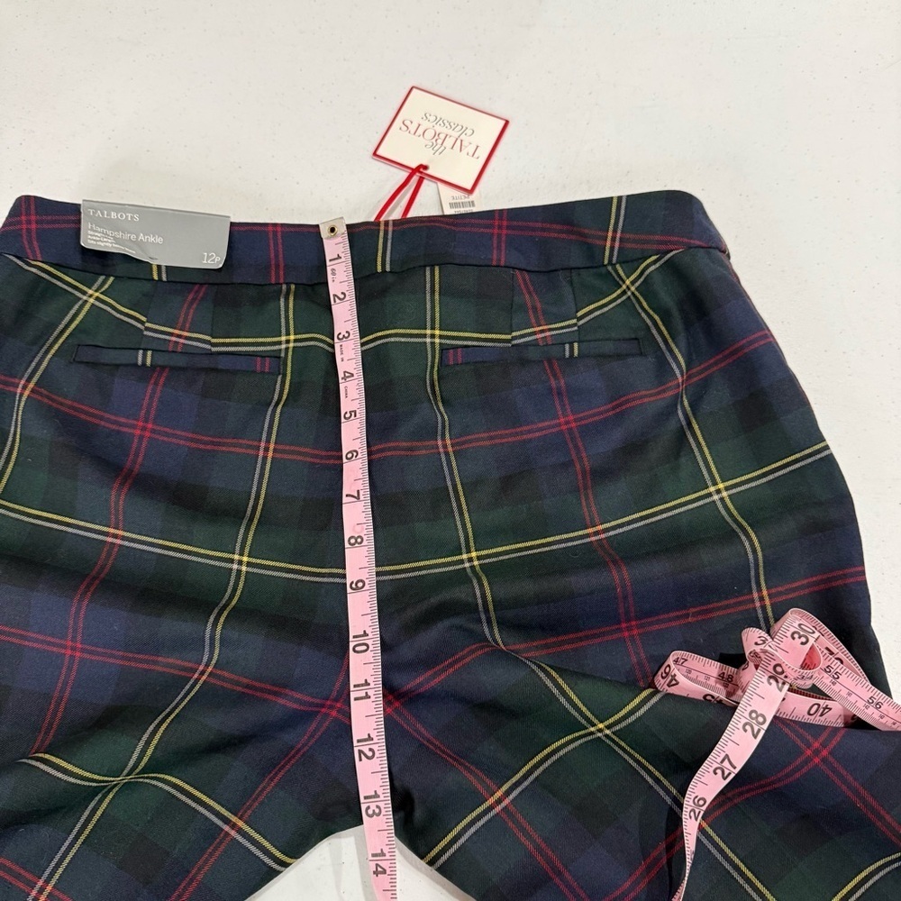 NWT Talbots Plaid Hampshire Ankle Pants Green & Navy Women’s Size 12P - Picture 9 of 16